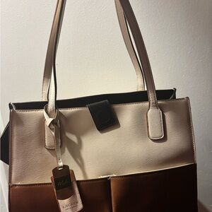Ralph Lauren Vintage Elegant Cream and Brown Tote